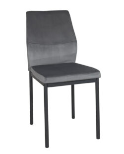 chaise-moderne-salle-manger-velours-gris-pied-metal-noir-kayelles