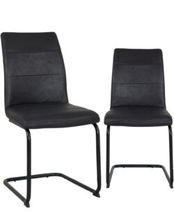 kayelles-lot-2-chaises-salon-design-cantilever-metal-noir-microfibre-noir-vintage kayelles-lot-2-chaises-salon-design-cantilever-metal-noir-microfibre-noir-vintage