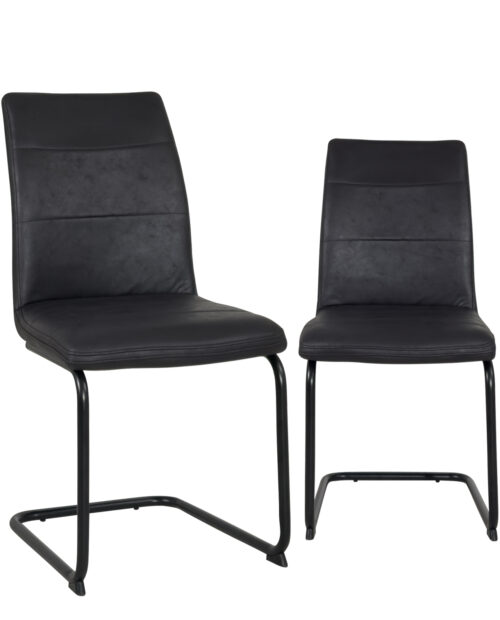 kayelles-lot-2-chaises-salon-design-cantilever-metal-noir-microfibre-noir-vintage kayelles-lot-2-chaises-salon-design-cantilever-metal-noir-microfibre-noir-vintage