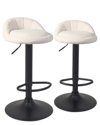 Lot de deux tabourets de bar SATI+ (Blanc Teddy et Noir)