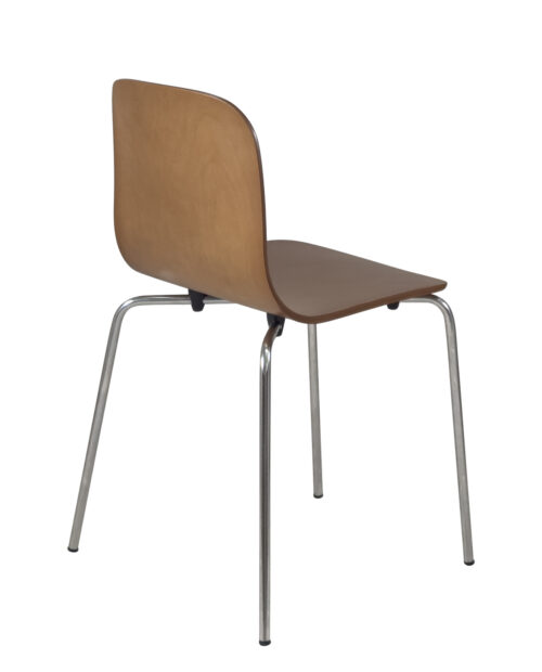 lot-4-chaises-cuisine-assise-bois-noyer-pied-metal-chrome-RIO lot-4-chaises-cuisine-assise-bois-noyer-pied-metal-chrome-RIO