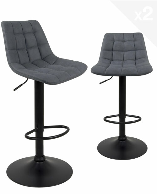 tabourets-design-kayelles-noir-tissu-matelasse-gris