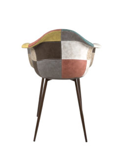 lot-2-chaises-scandinave-patchwork-PU-marron-kayelles lot-2-chaises-scandinave-patchwork-PU-marron-kayelles