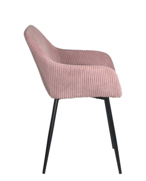 chaise-accoudoirs-salle-manger-salon-velours-large-cote-rose-pied-metal-noir chaise-accoudoirs-salle-manger-salon-velours-large-cote-rose-pied-metal-noir