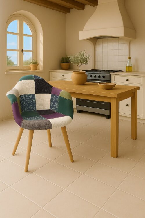 chaise-accoudoirs-patchwork-mediterraneen-cuisine-kayelles chaise-accoudoirs-patchwork-mediterraneen-cuisine-kayelles