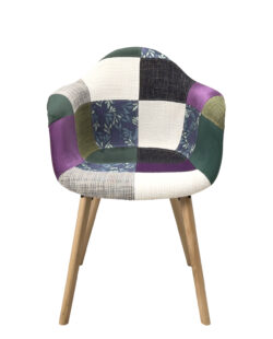 chaise-accoudoirs-patchwork-mediterraneen-scandinave-bois-metal-nora