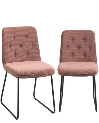 chaise-moderne-rembourree-tissu-matelasse-rose-lot-de-2