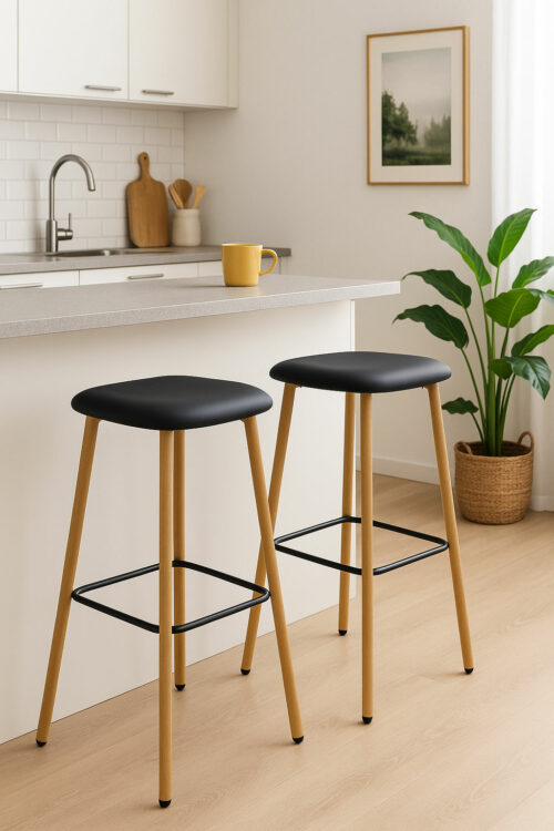 tabouret-bar-haut-design-scandinave-nes-assise-noire-metal-bois-lot-2-kayelles tabouret-bar-haut-design-scandinave-nes-assise-noire-metal-bois-lot-2-kayelles