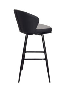 chaise-de-bar-assise-pivotante-matellassé-PU-technique-gris-noir-lot-de-2