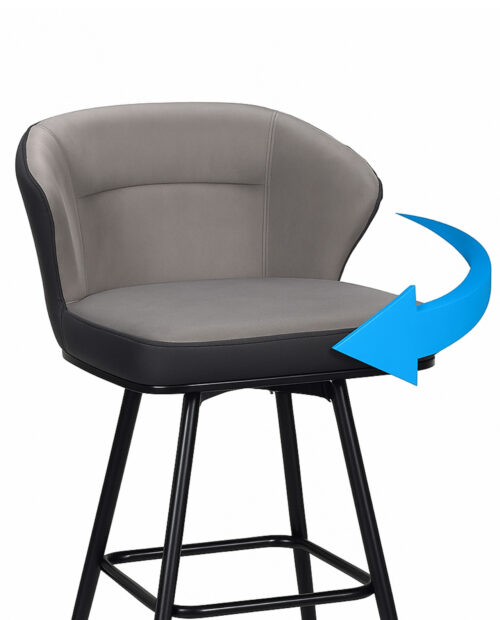 chaise-de-bar-pivotante-similicuir-technique-matellassé-gris-et-noir-kayelles chaise-de-bar-pivotante-similicuir-technique-matellassé-gris-et-noir-kayelles