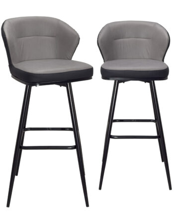chaise-de-bar-pivotante-similicuir-technique-matellassé-gris-noir-lot-de-2