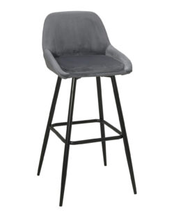 chaises-hautes-de-bar-velours-gris-pieds-métal-68-cm-lot-de-2
