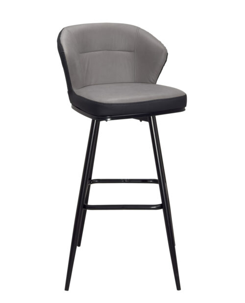 lot-de-2-chaises-de-bar-pivotantes-similicuir-technique-matellassé-gris-noir-dana lot-de-2-chaises-de-bar-pivotantes-similicuir-technique-matellassé-gris-noir-dana