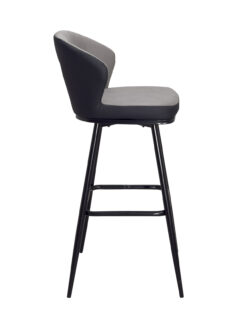 lot-de-2-chaises-de-bar-pivotantes-similicuir-technique-matellassé-gris-noir-pied-metal lot-de-2-chaises-de-bar-pivotantes-similicuir-technique-matellassé-gris-noir-pied-metal