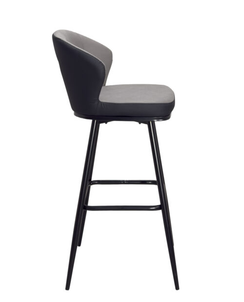 lot-de-2-chaises-de-bar-pivotantes-similicuir-technique-matellassé-gris-noir-pied-metal lot-de-2-chaises-de-bar-pivotantes-similicuir-technique-matellassé-gris-noir-pied-metal